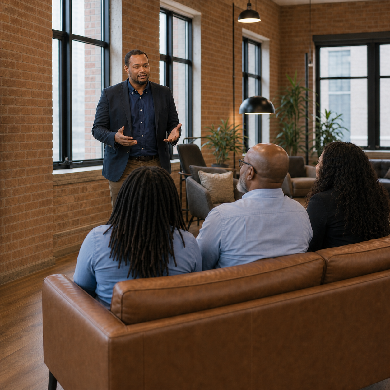 Four Naphtali team members collaborating on client case strategy